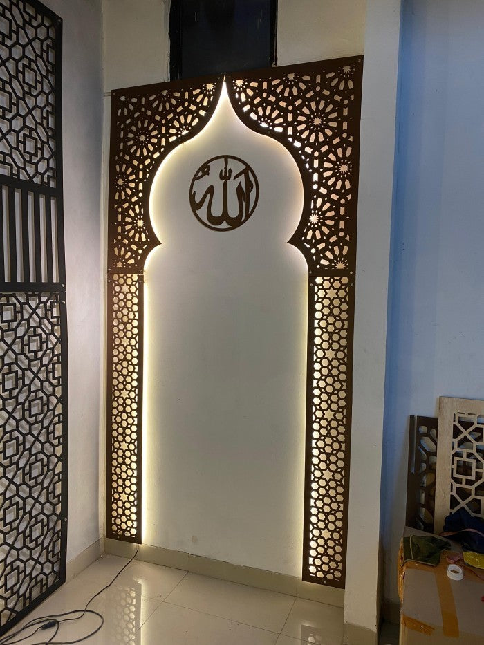 Mihrab Mushola Rumah Aesthetic Islamic + LED | MEKKAH